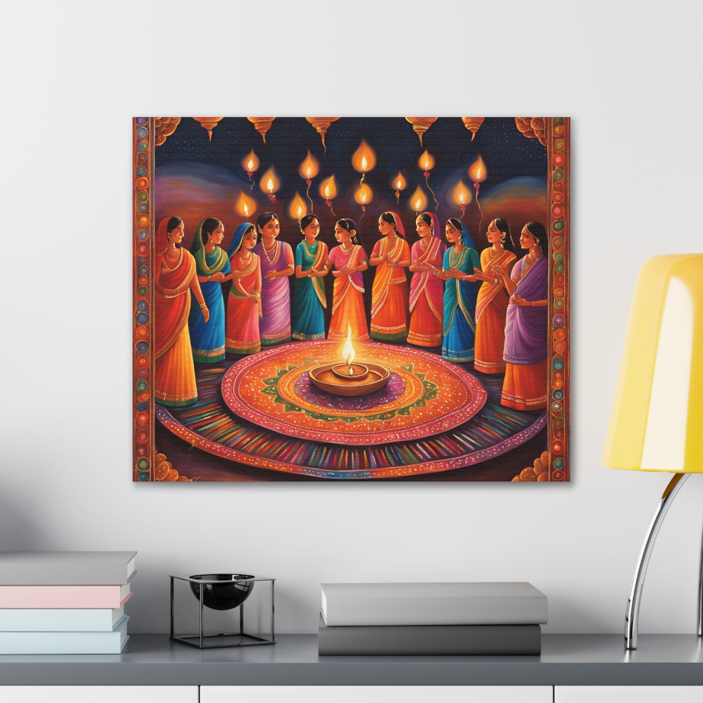 Diwali Celebration Canvas Gallery Wrap - Colorful Art of Tradition and Light