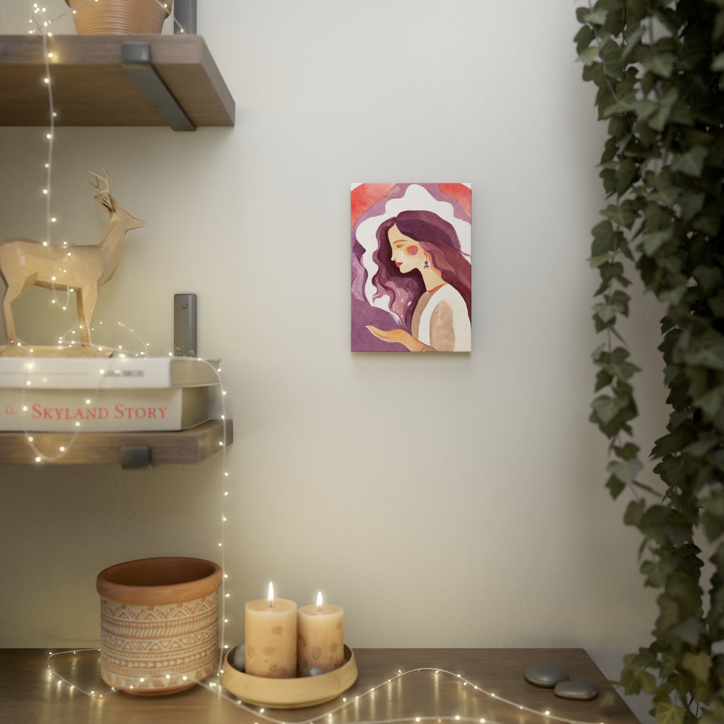 Artistic Canvas Photo Tile with Woman Illustration - Perfect Gift for Home Decor