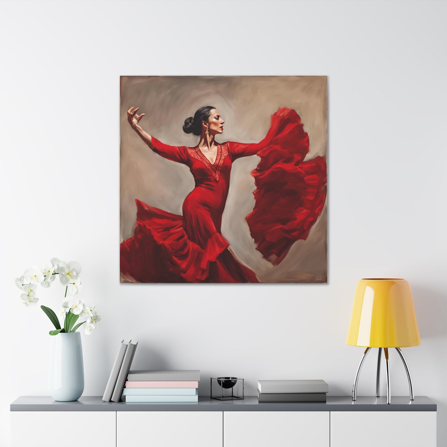 Elegant Flamenco Dancer Canvas Gallery Wrap - Vibrant Wall Art for Dance Lovers