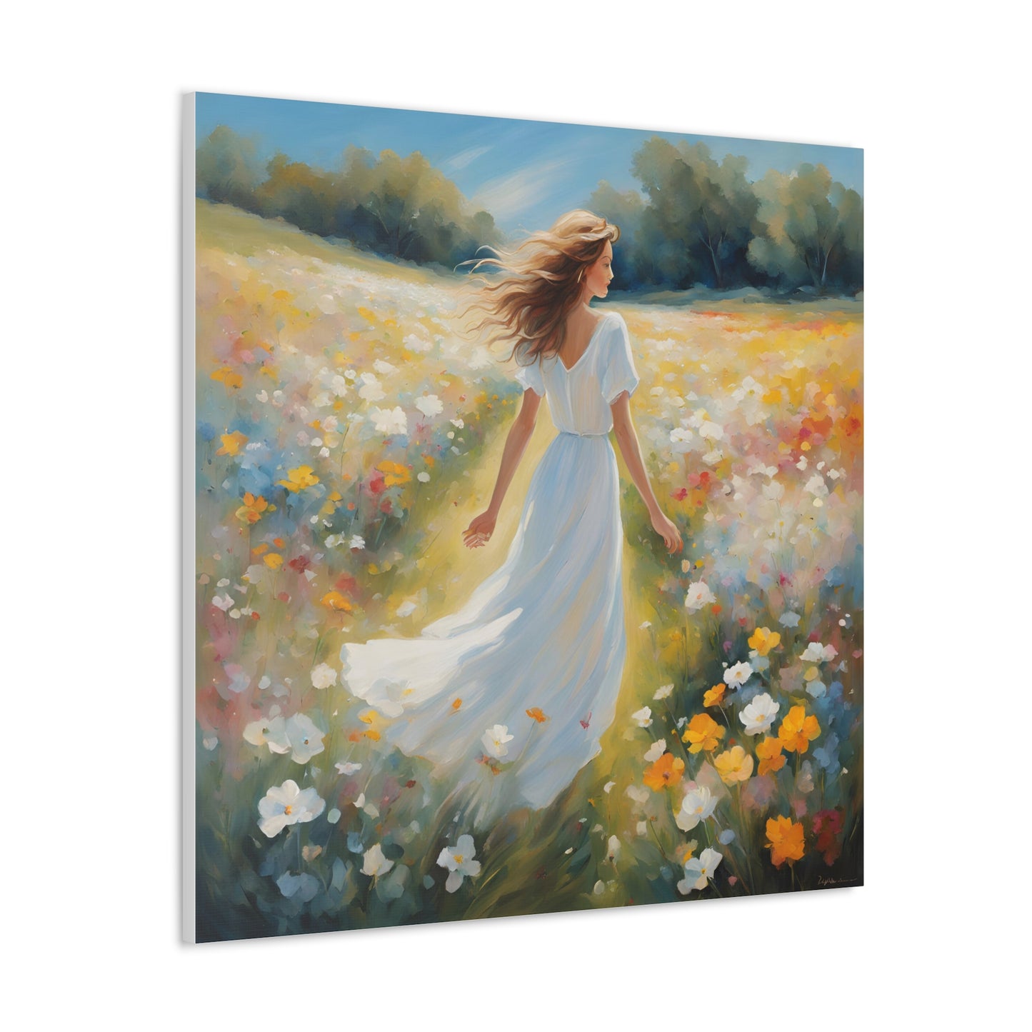 A Woman in a Flowing Dress Elegant Art for Home Decor