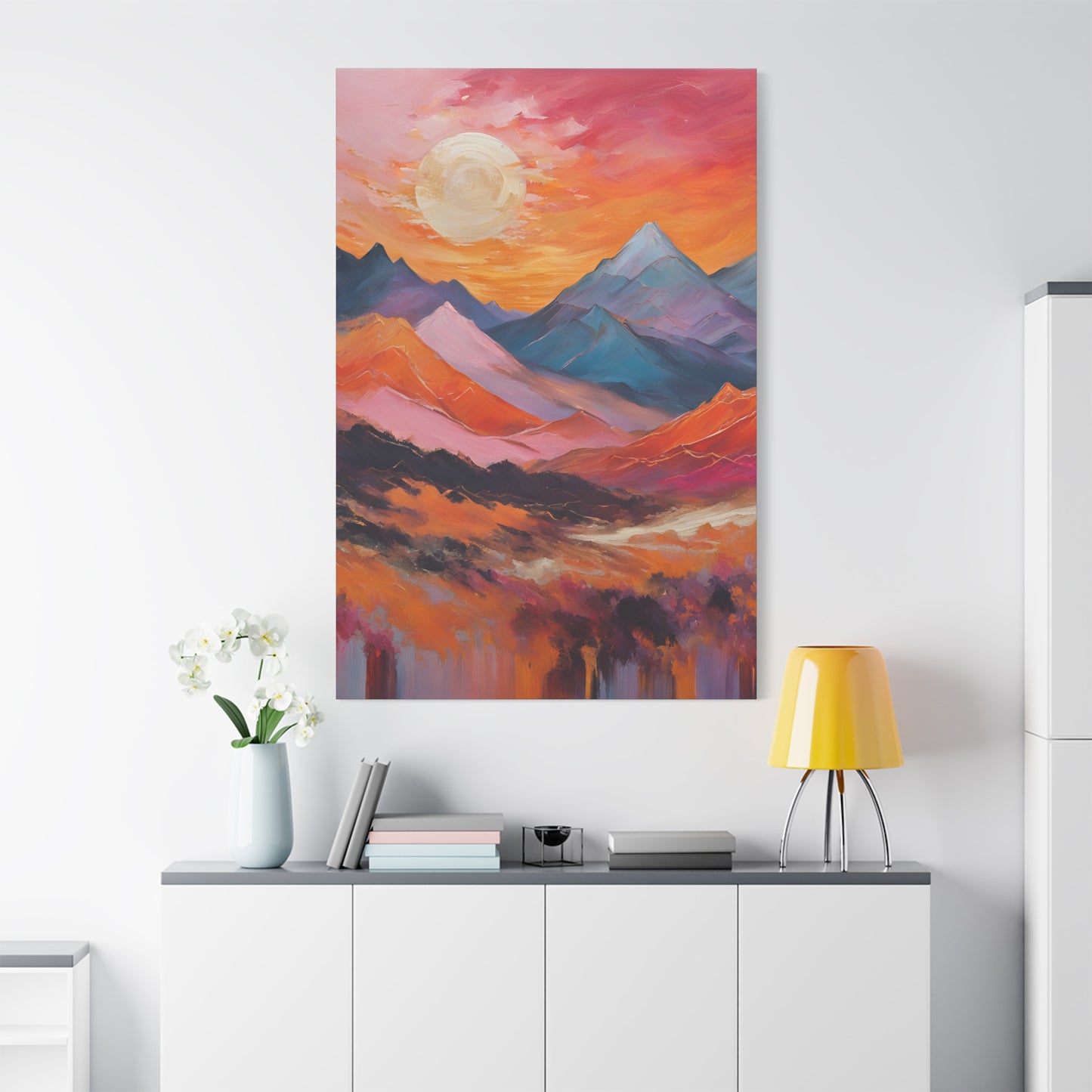 Mountain Sunset Canvas Art - Vibrant Landscape Wall Decor | Crafted Canvass