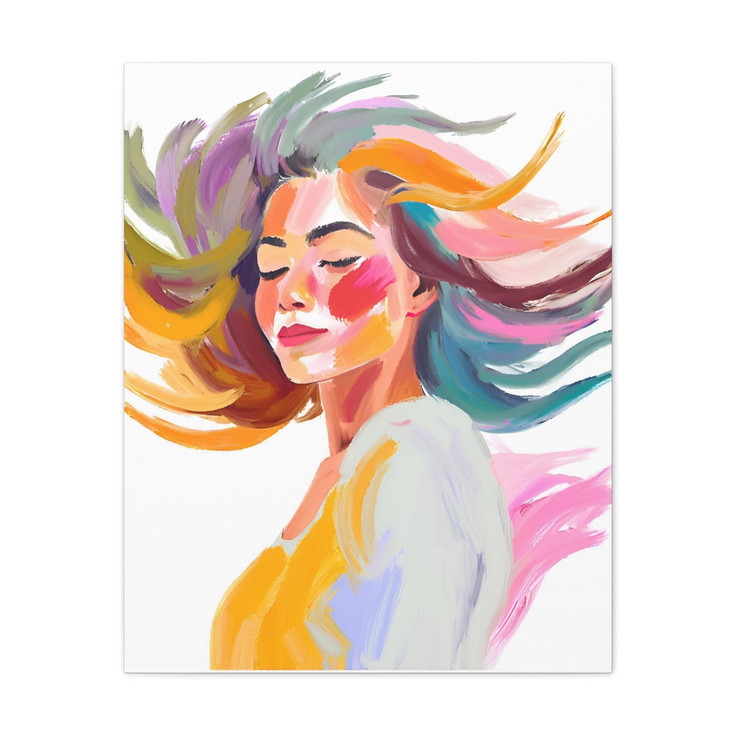 Colorful Abstract Canvas Wall Art - Feminine Beauty Design