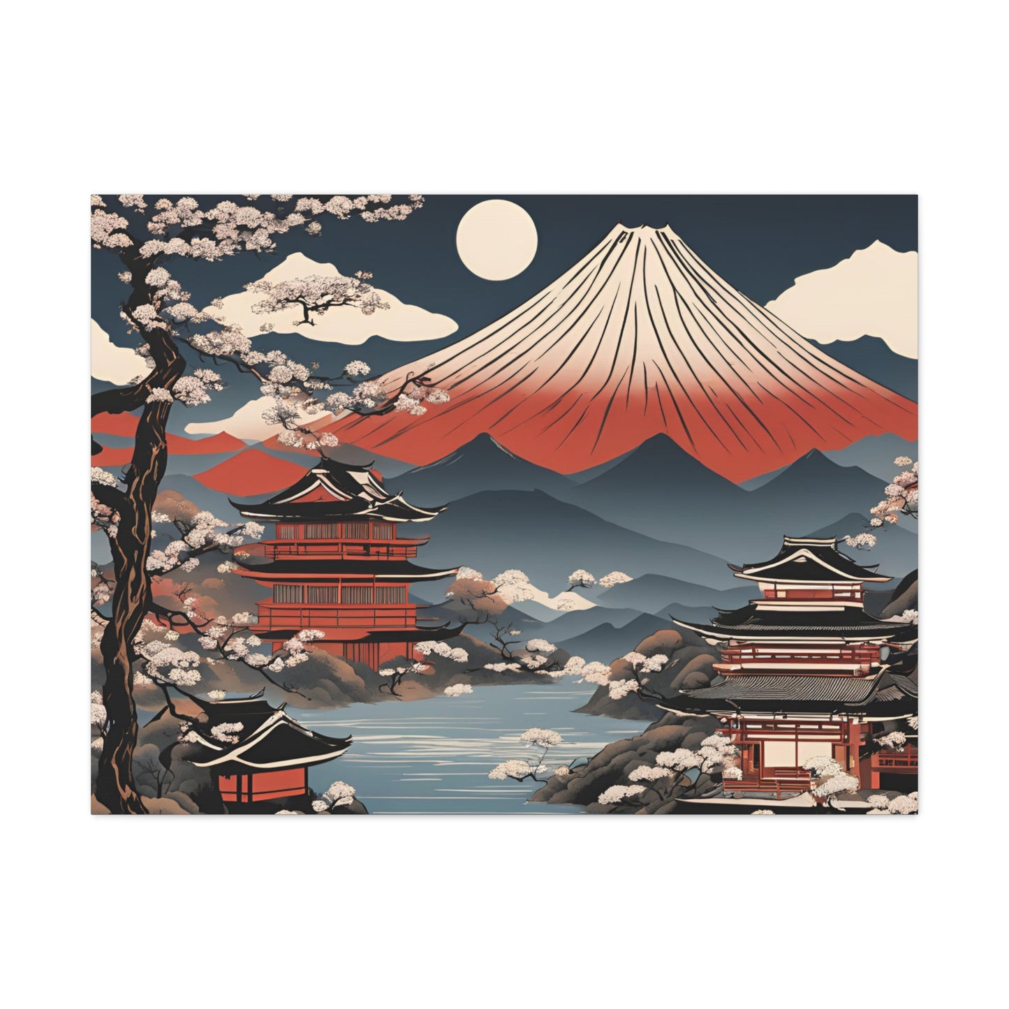 Japanese Mountain Canvas Gallery Wraps - Scenic Home Wall Art for Nature Lovers | Japanese Ukiyo-e