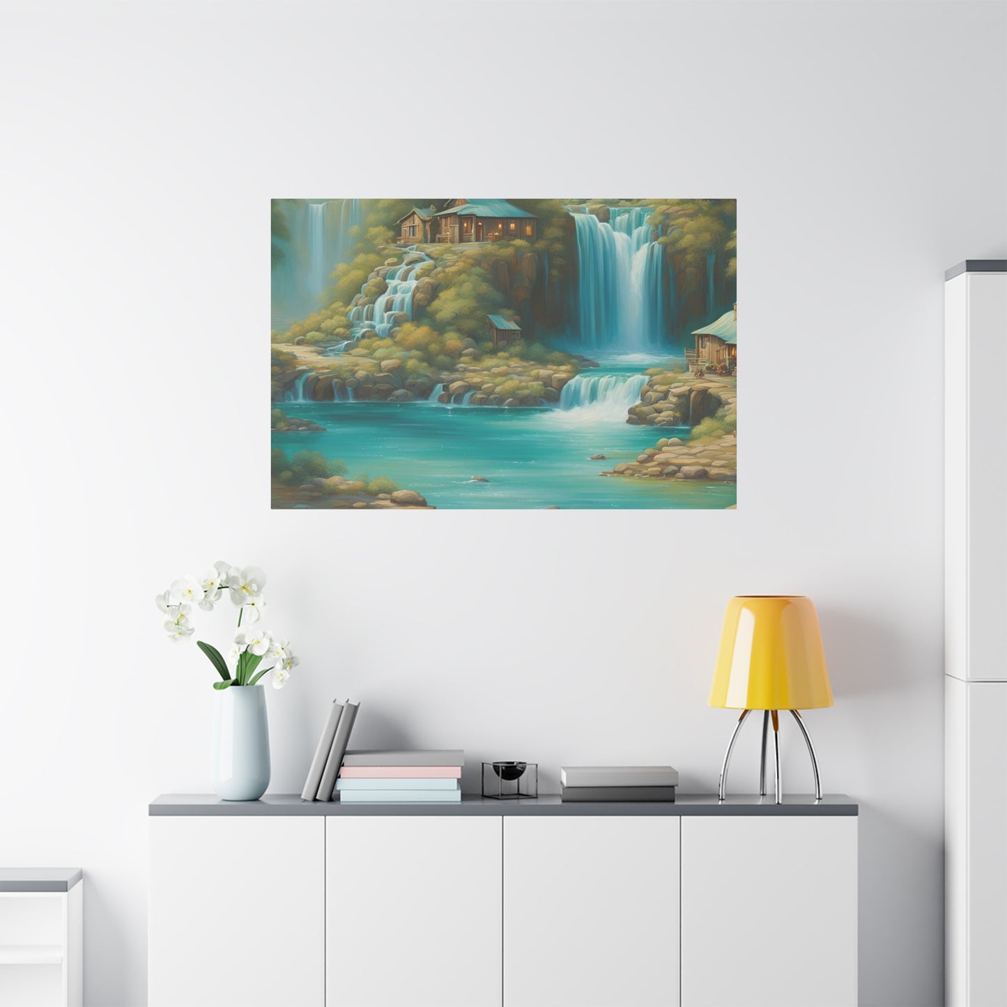 Serene Waterfall Canvas Art – Tranquil Nature Wall Decor for Home