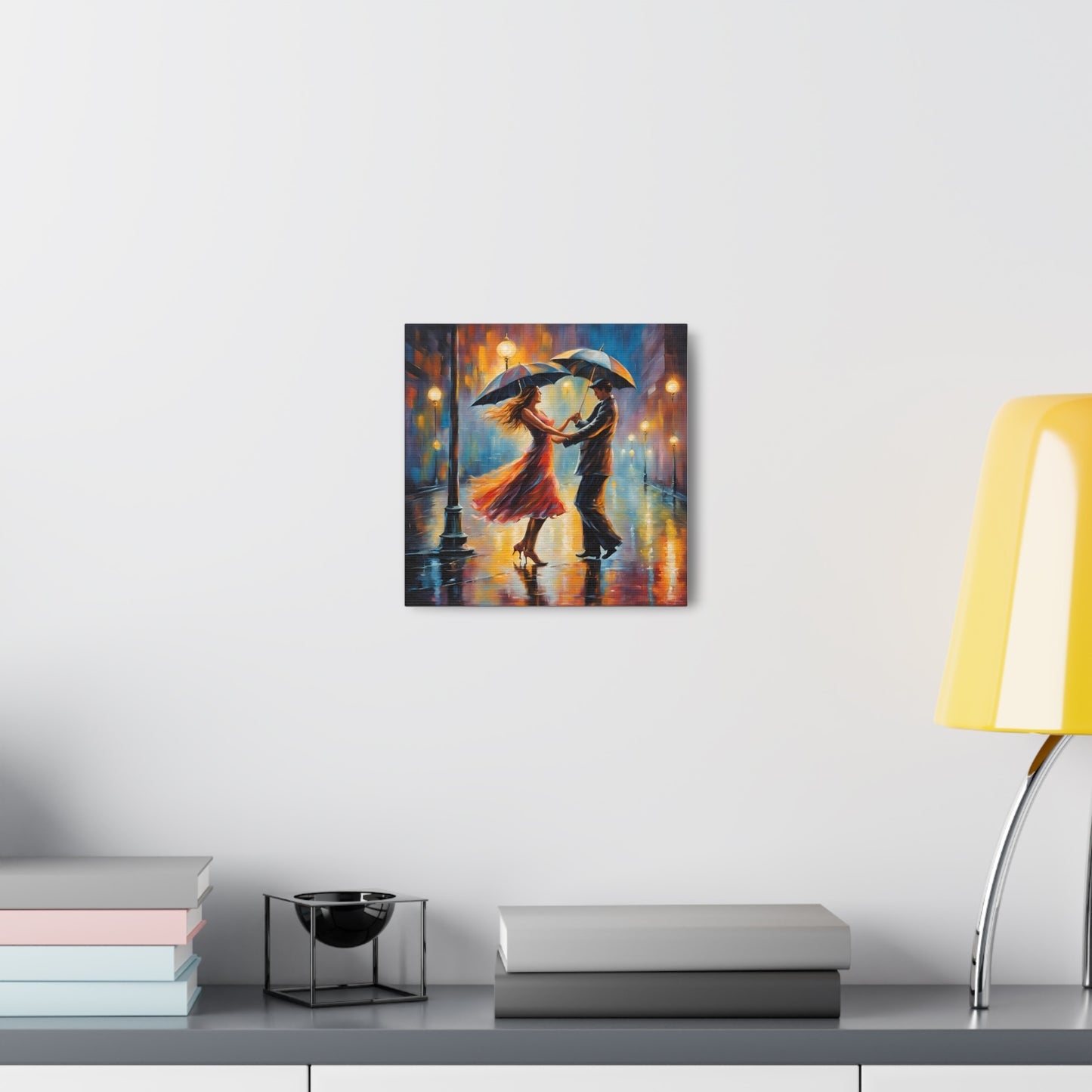 Romantic Rain A Couple Dancing in the Rain Canvas Gallery Wrap - Couples Wall Art