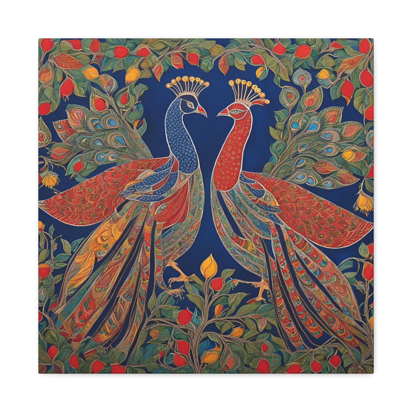 Peacock Love Canvas Gallery Wraps - Vibrant Wall Art for Home Décor Madhubani Art