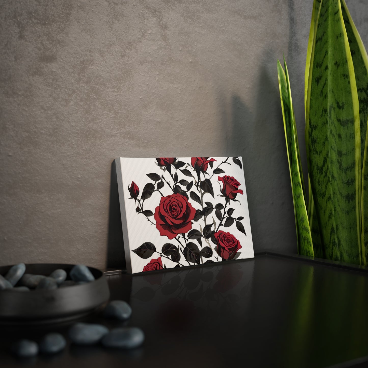 Elegant Floral Canvas Photo Tile - Red Roses Wall Art