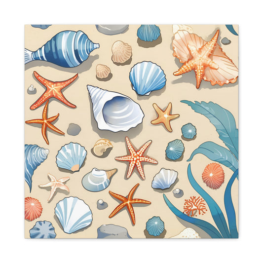 Coastal Seashell Canvas Gallery Wrap - Nautical Wall Art for Beach Lovers