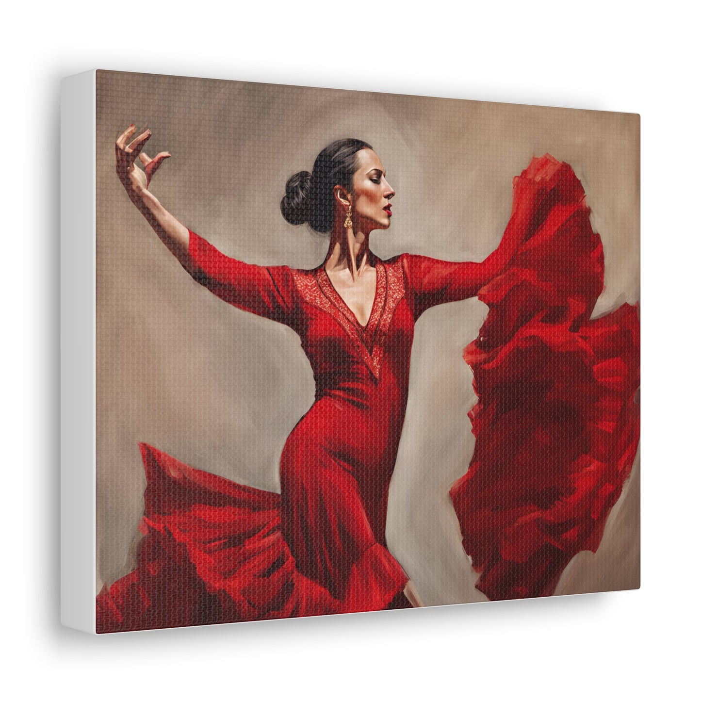 Elegant Flamenco Dancer Canvas Gallery Wrap - Vibrant Wall Art for Dance Lovers