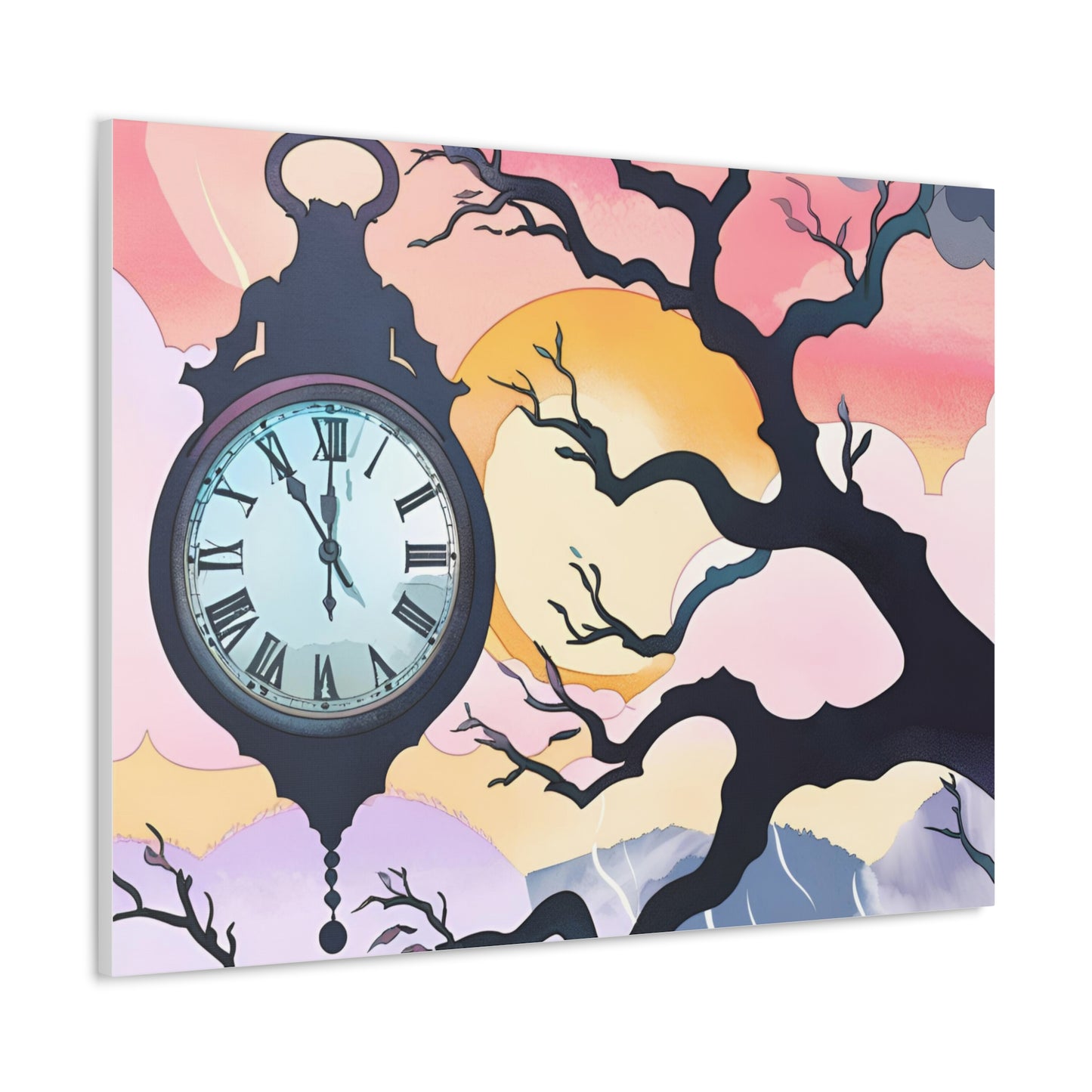 Dreamy Expressionism Canvas Gallery Wraps with Vintage Clock Design