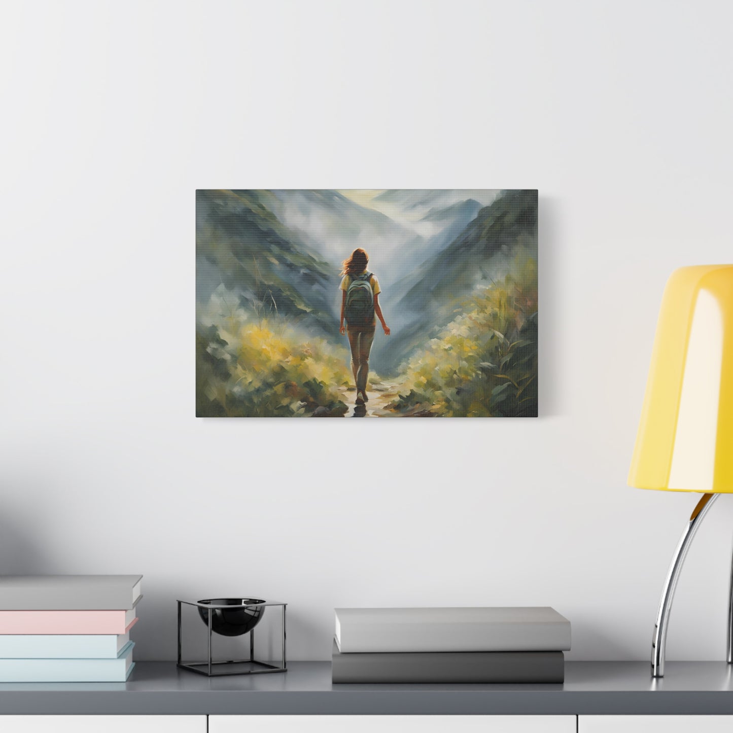 Inspirational Landscape Canvas Art - Dreamy Hiking Scene for Home Decor