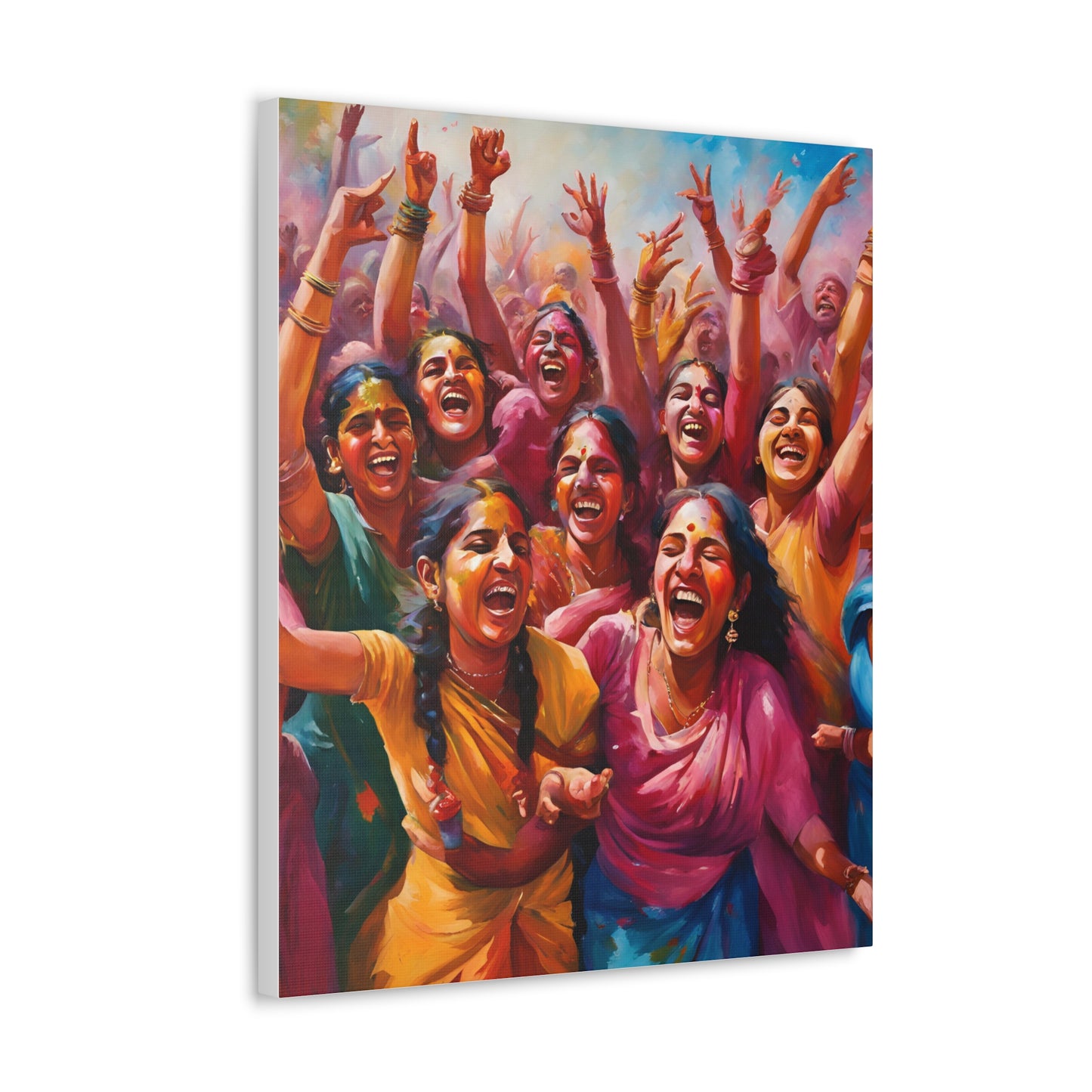 Vibrant Canvas Gallery Wrap - Joyful Celebration Holi Artwork