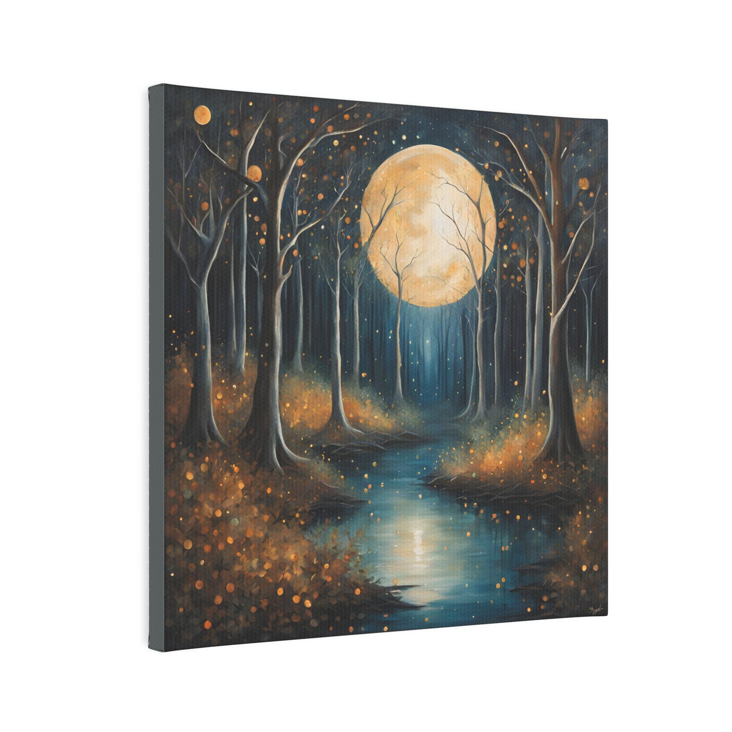 Moonlit Forest Canvas Photo Tile - Enchanting Nature Art for Home Decor