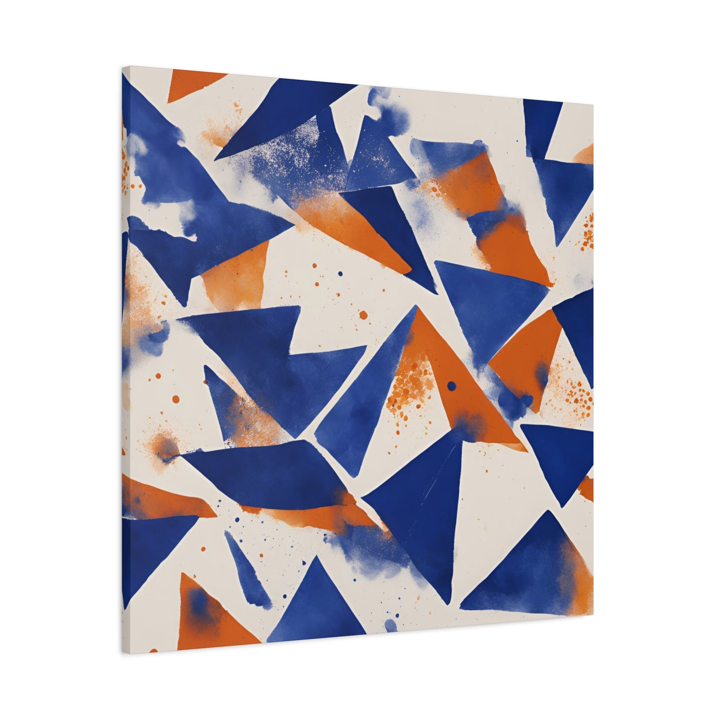 Geometric Art Canvas - Modern Blue and Orange Abstract Wall Decor for Contemporary Spaces