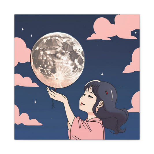 Canvas Gallery Wraps - Girl Holding the Moon Wall Art