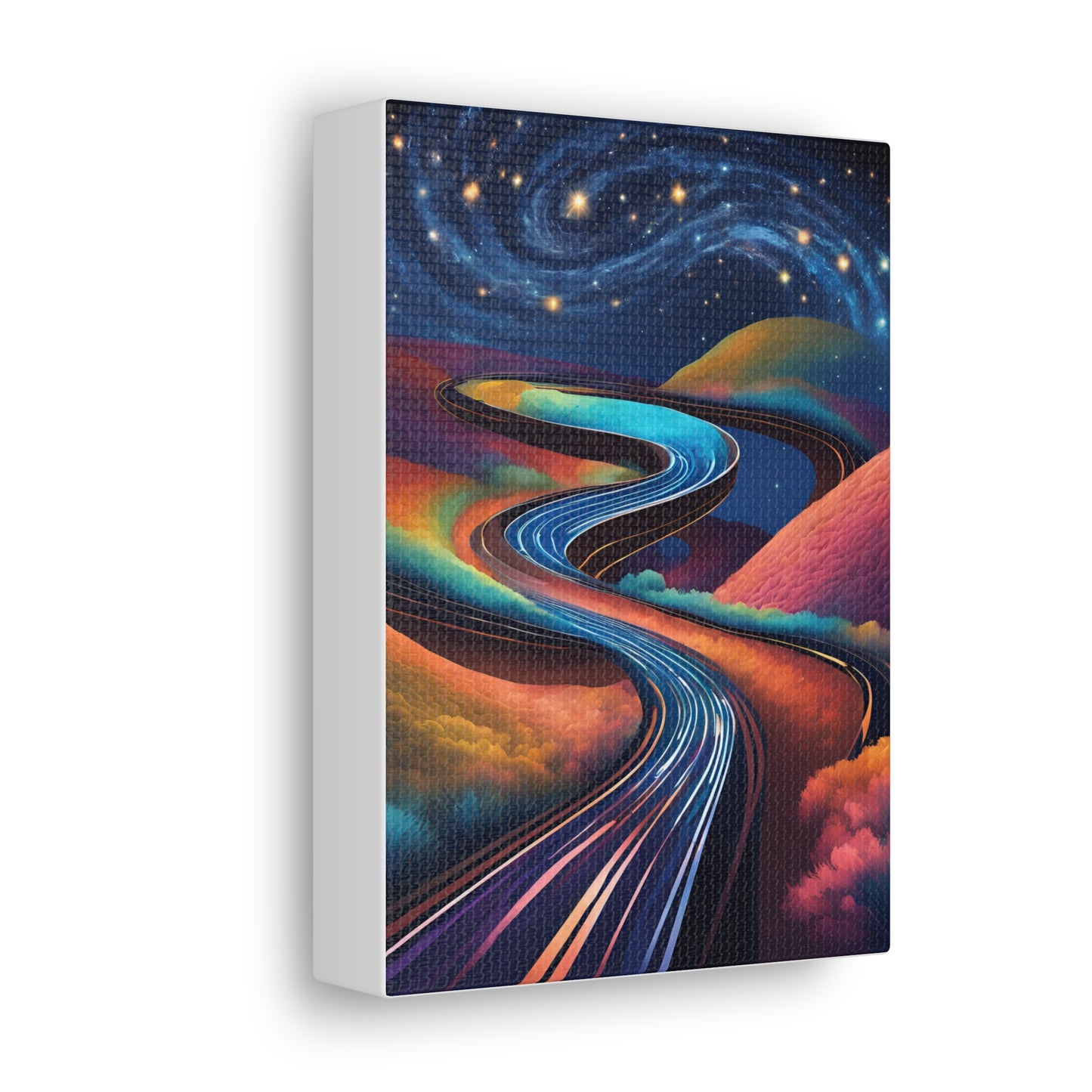 Vibrant Canvas Gallery Wrap - Abstract Roadway Landscape Art "A road twisting and folding into itself like a Möbius strip."