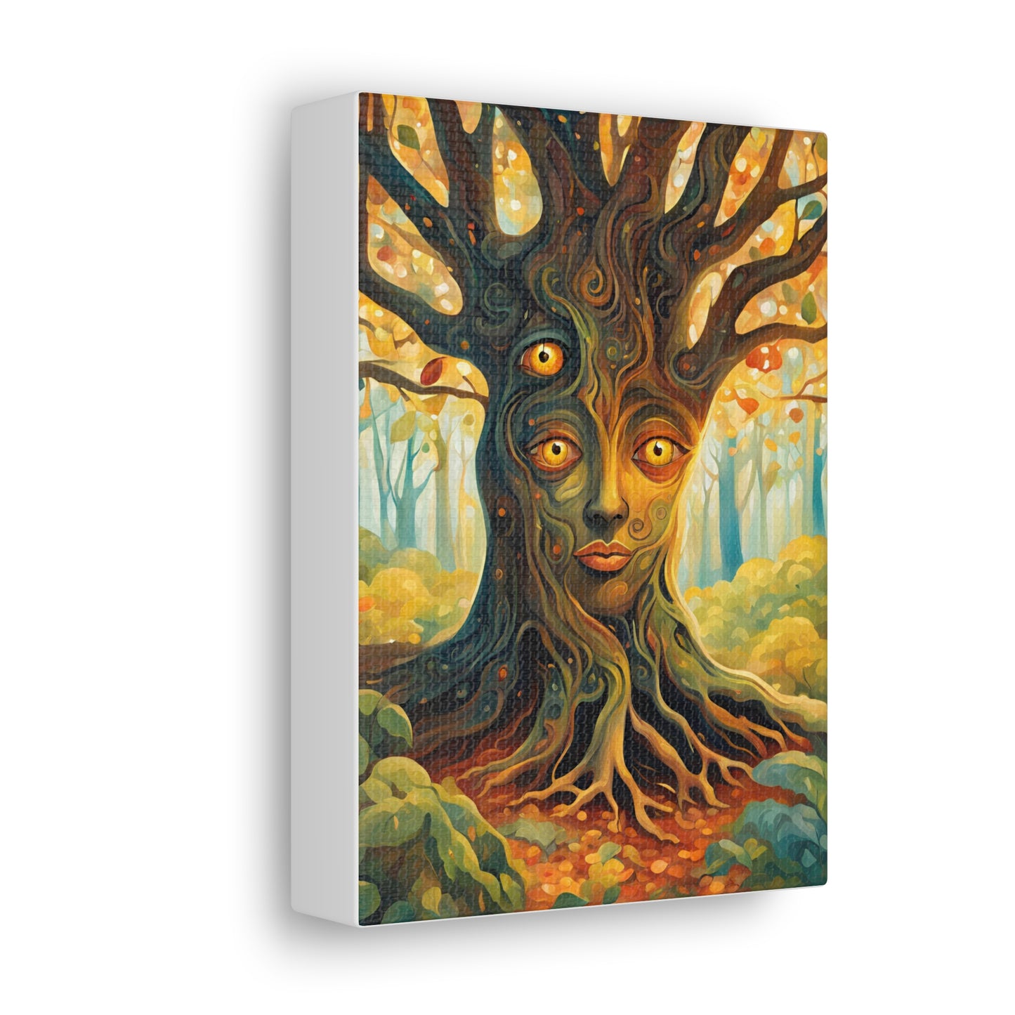 A mysterious tree with blinking eyes hidden in its bark - Nature-Inspired Wall Art for Home Decor