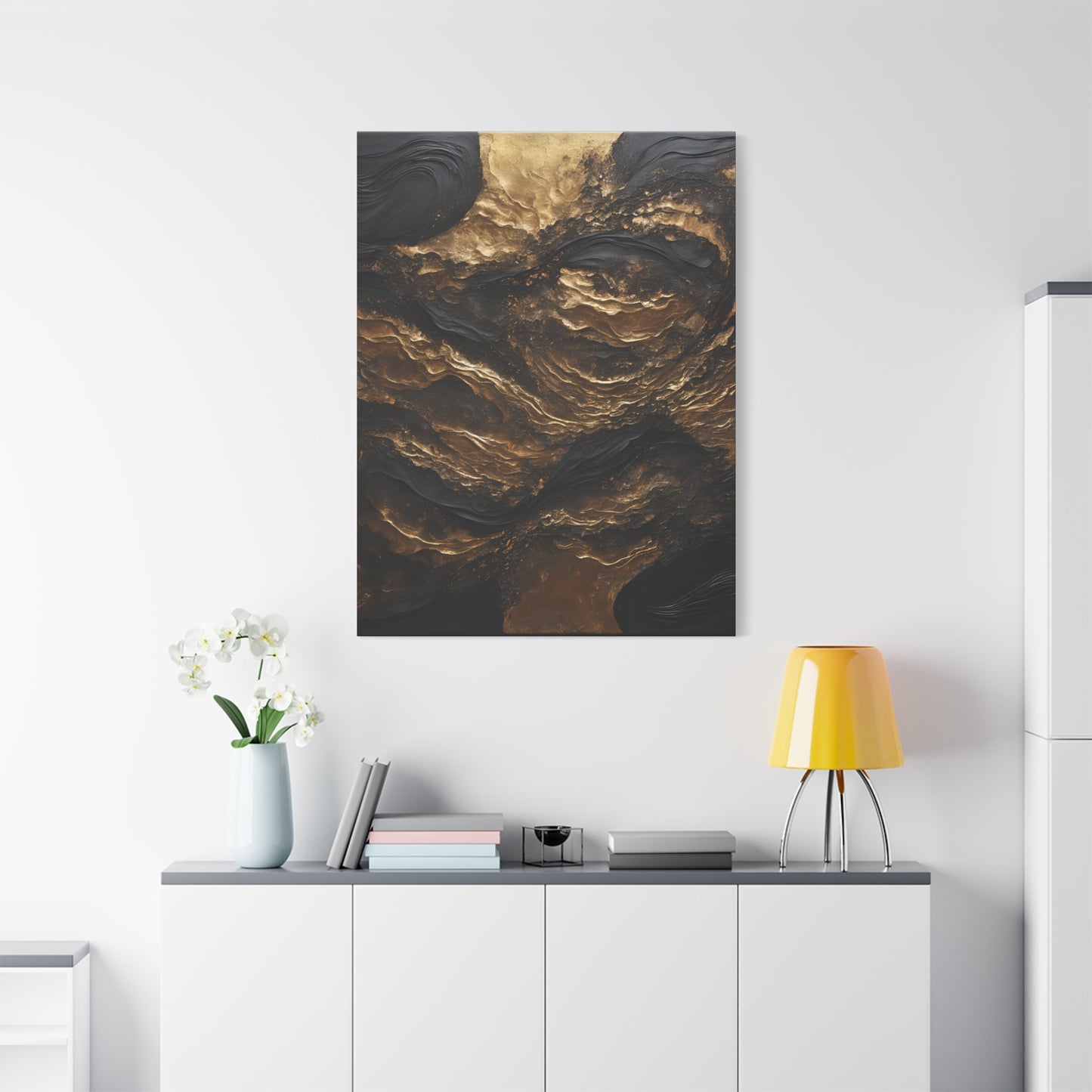 Abstract Gold Wave Canvas Art | Modern Home Decor