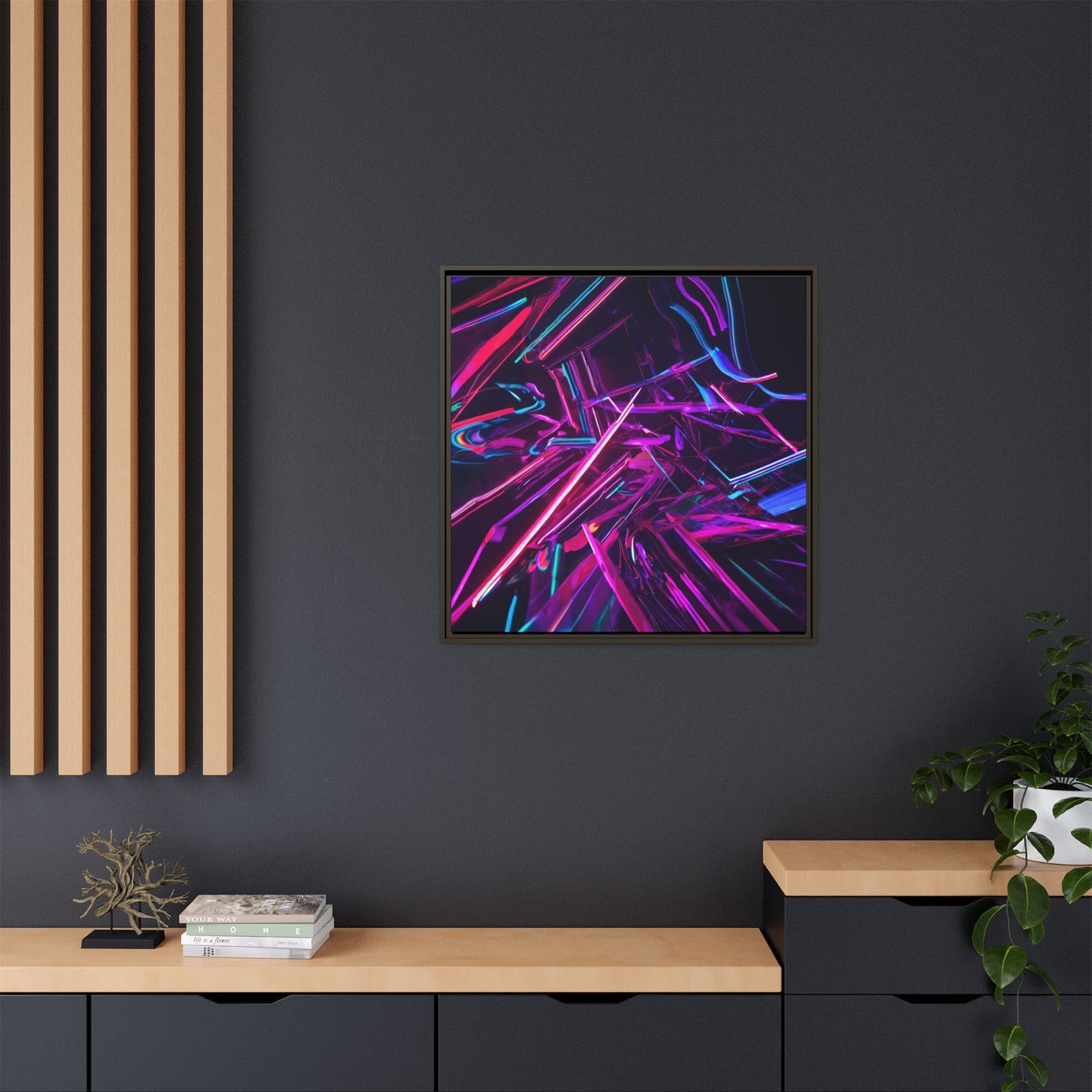 Vibrant Abstract Framed Canvas Art - Multi-Color Wall Decor