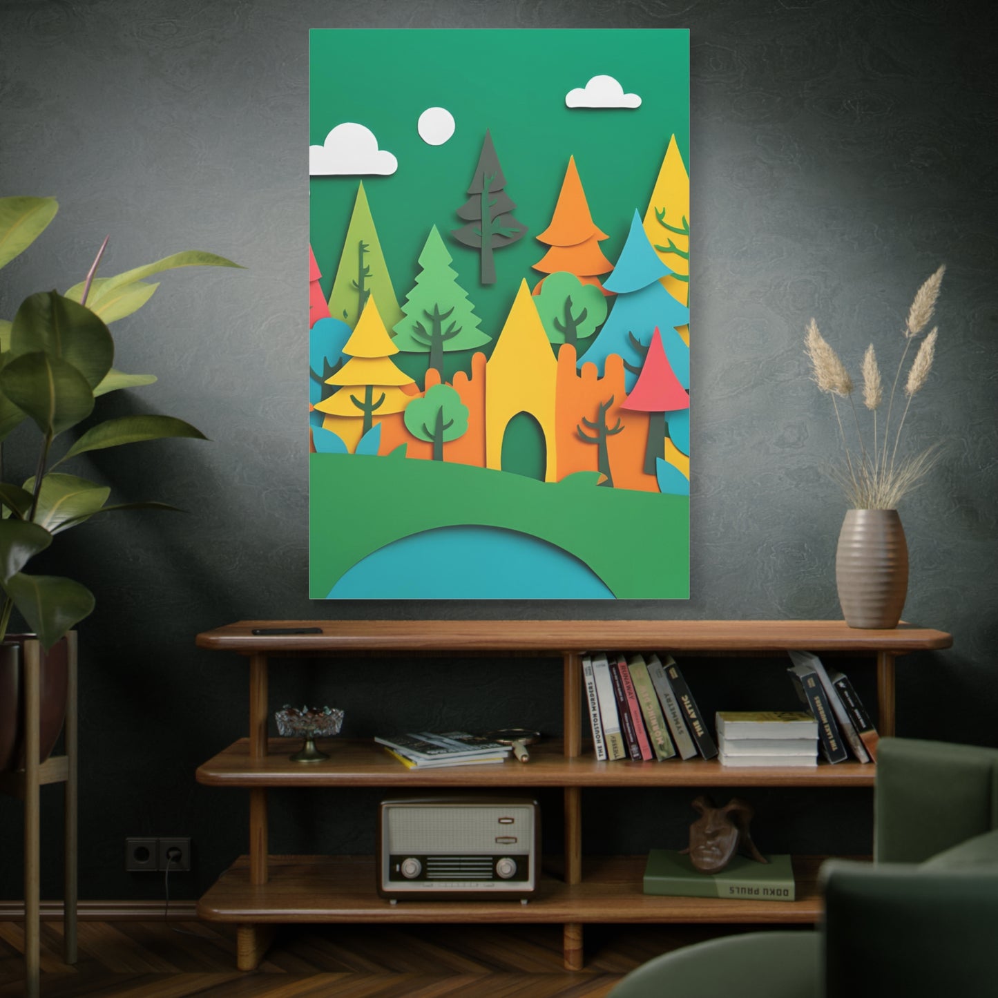 Vibrant Forest Castle Canvas Art