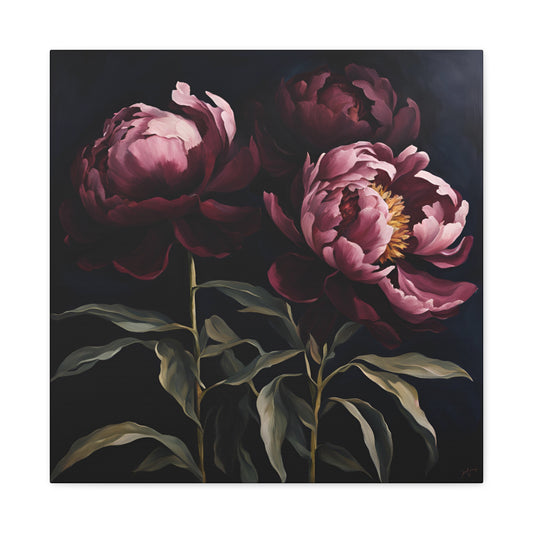 Elegant Floral Matte Canvas Art - Stretched Peonies for Home Decor | Crafted Canvass