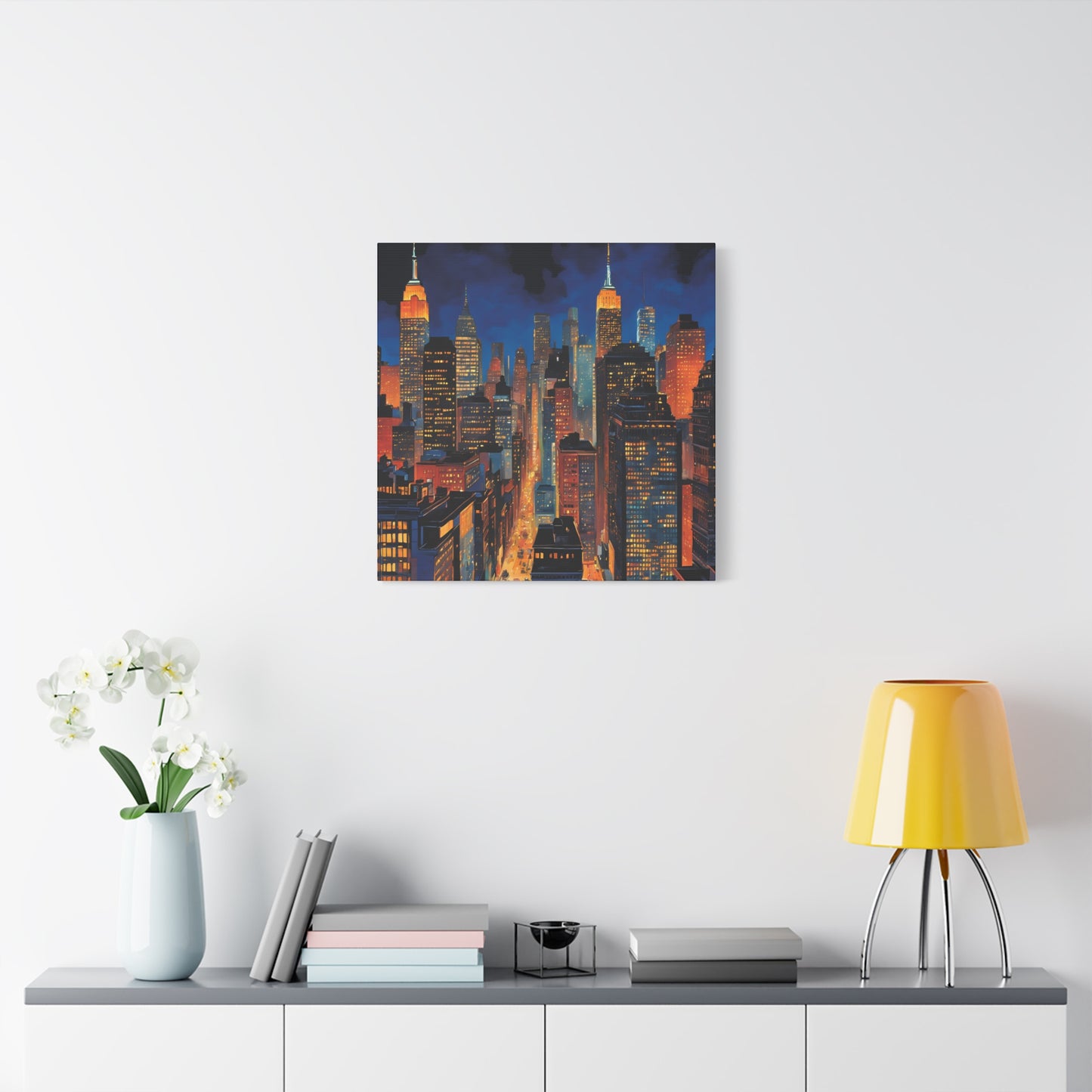 New York City Nightscape Matte Canvas Print – Stunning Skyline Art for Home & Office