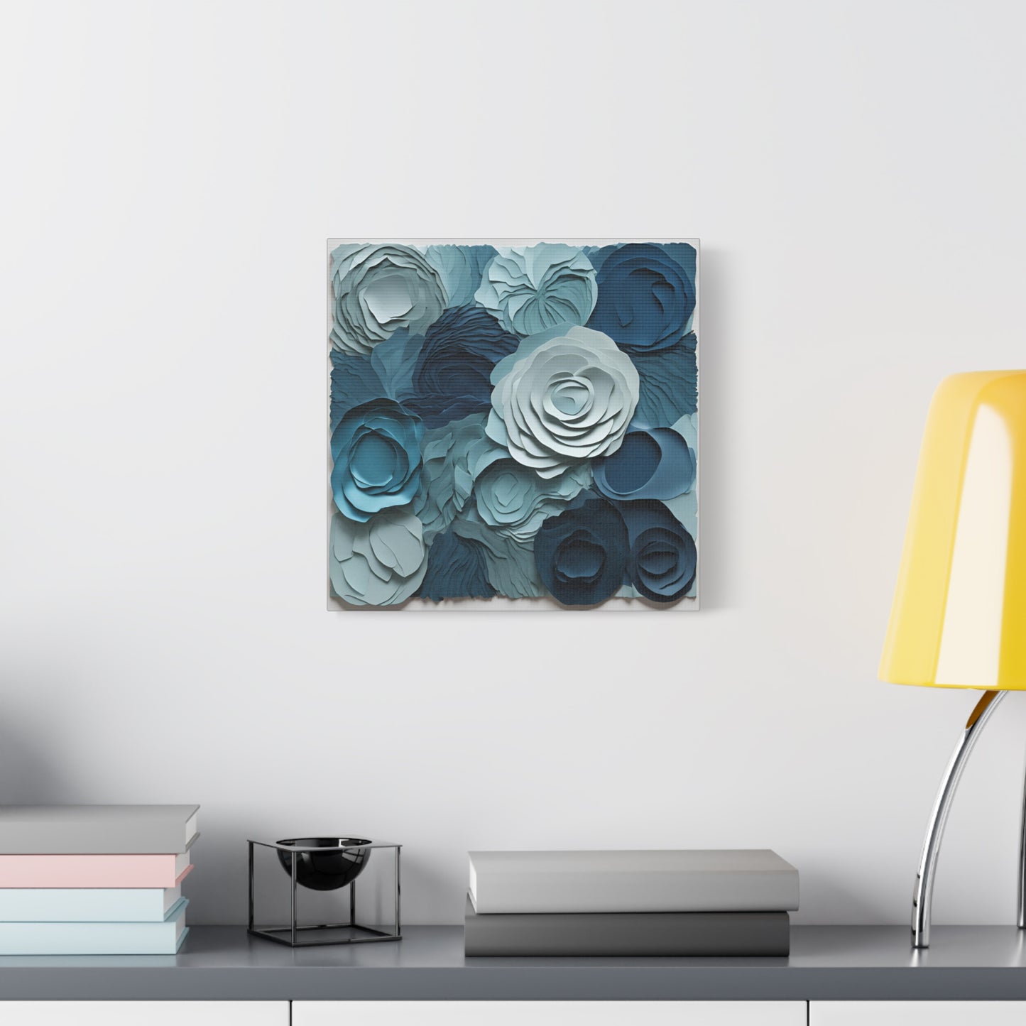 Elegant Blue Floral Canvas Print - Stretched Wall Art for Home Decor