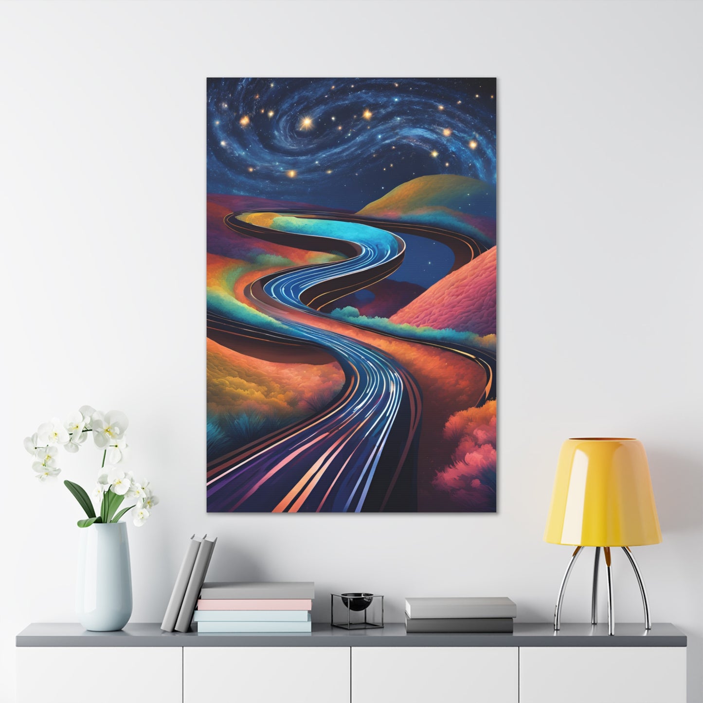 Vibrant Canvas Gallery Wrap - Abstract Roadway Landscape Art "A road twisting and folding into itself like a Möbius strip."