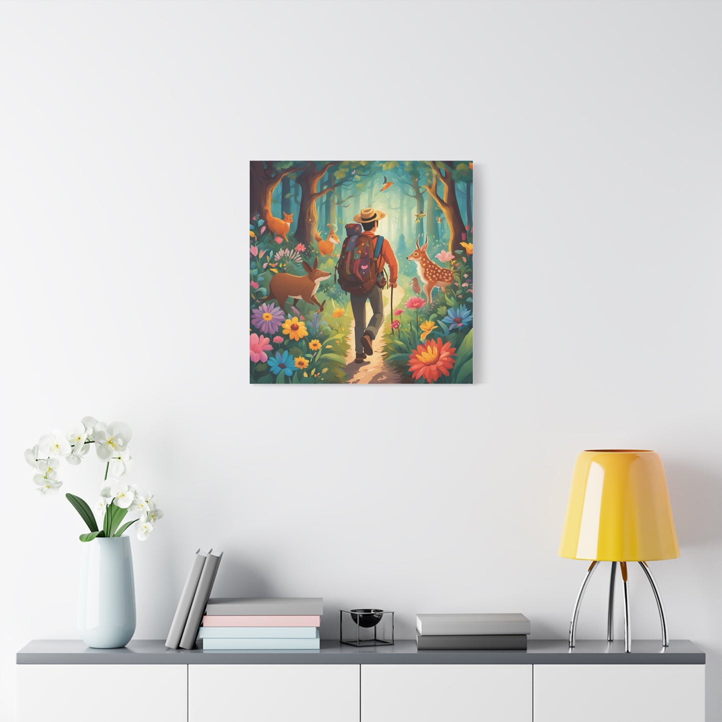 Nature Adventure Stretched Canvas Art - Whimsical Forest Scene