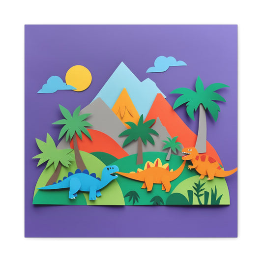 Dinosaur Adventure Canvas Gallery Wraps - Colorful 3D Wall Art for Kids' Rooms