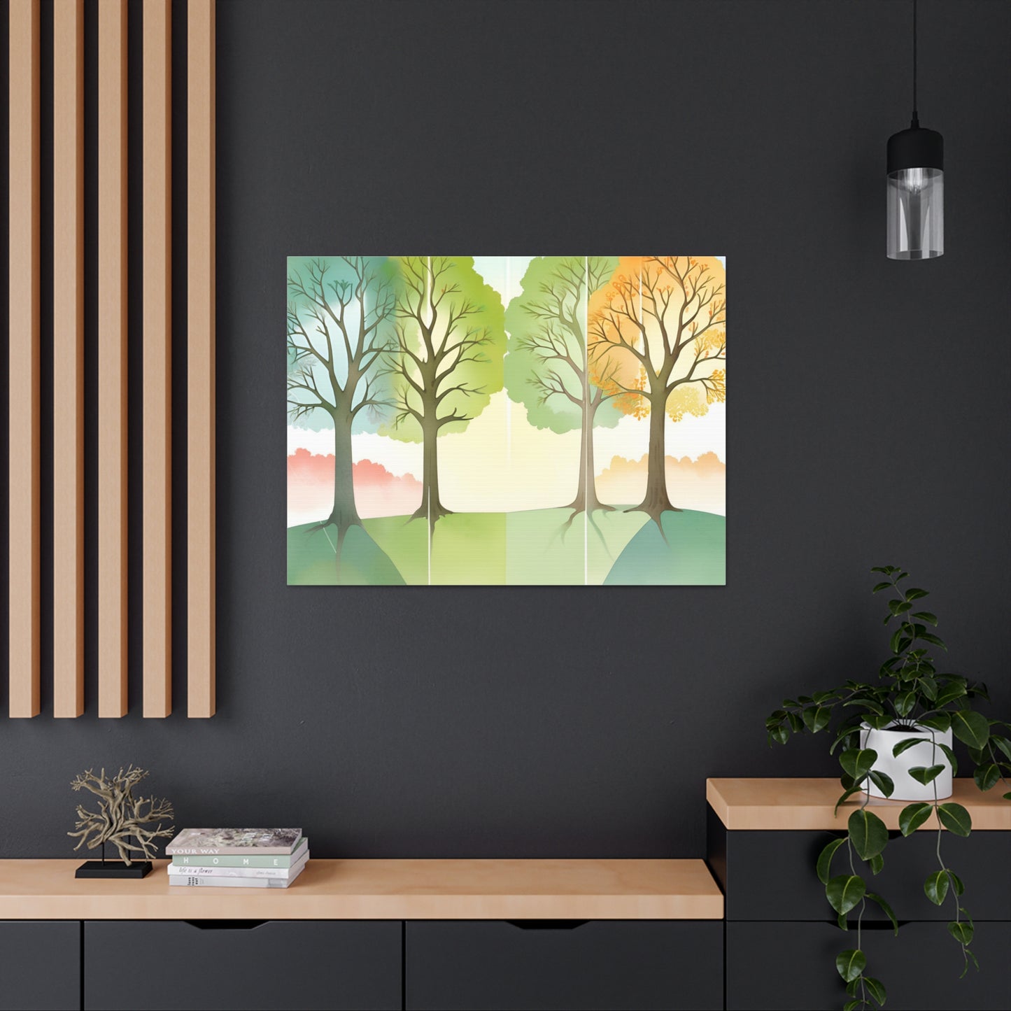 Nature-Inspired Canvas Gallery Wraps - Four Seasons Tree Art for Kids Room