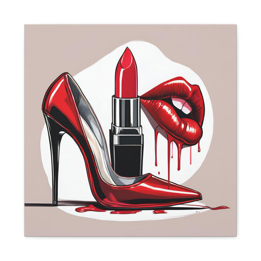 Bold Red Lipstick & Heel Canvas Gallery Wraps - Chic Art for Fashion Lovers