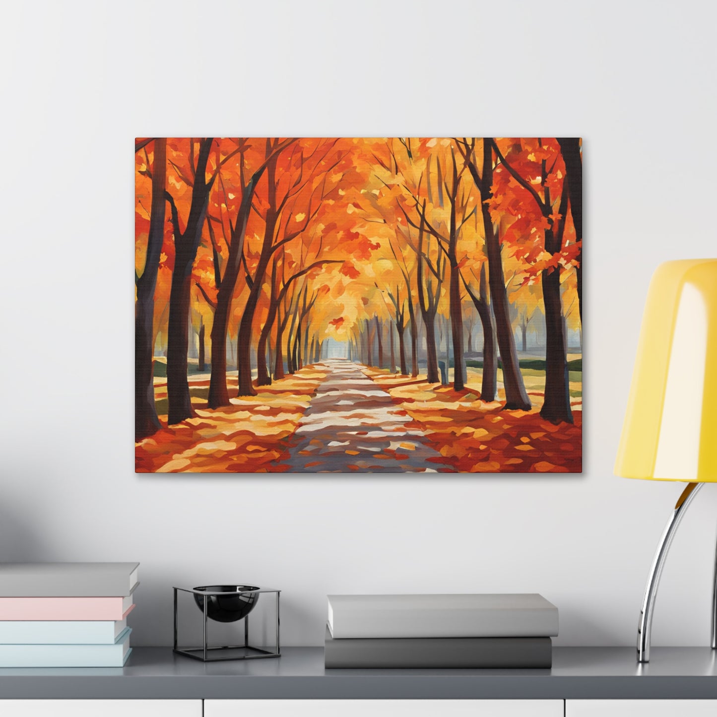 Canvas Wall Art - Autumn Path Canvas Gallery Wrap - Vibrant Fall Landscape Decor