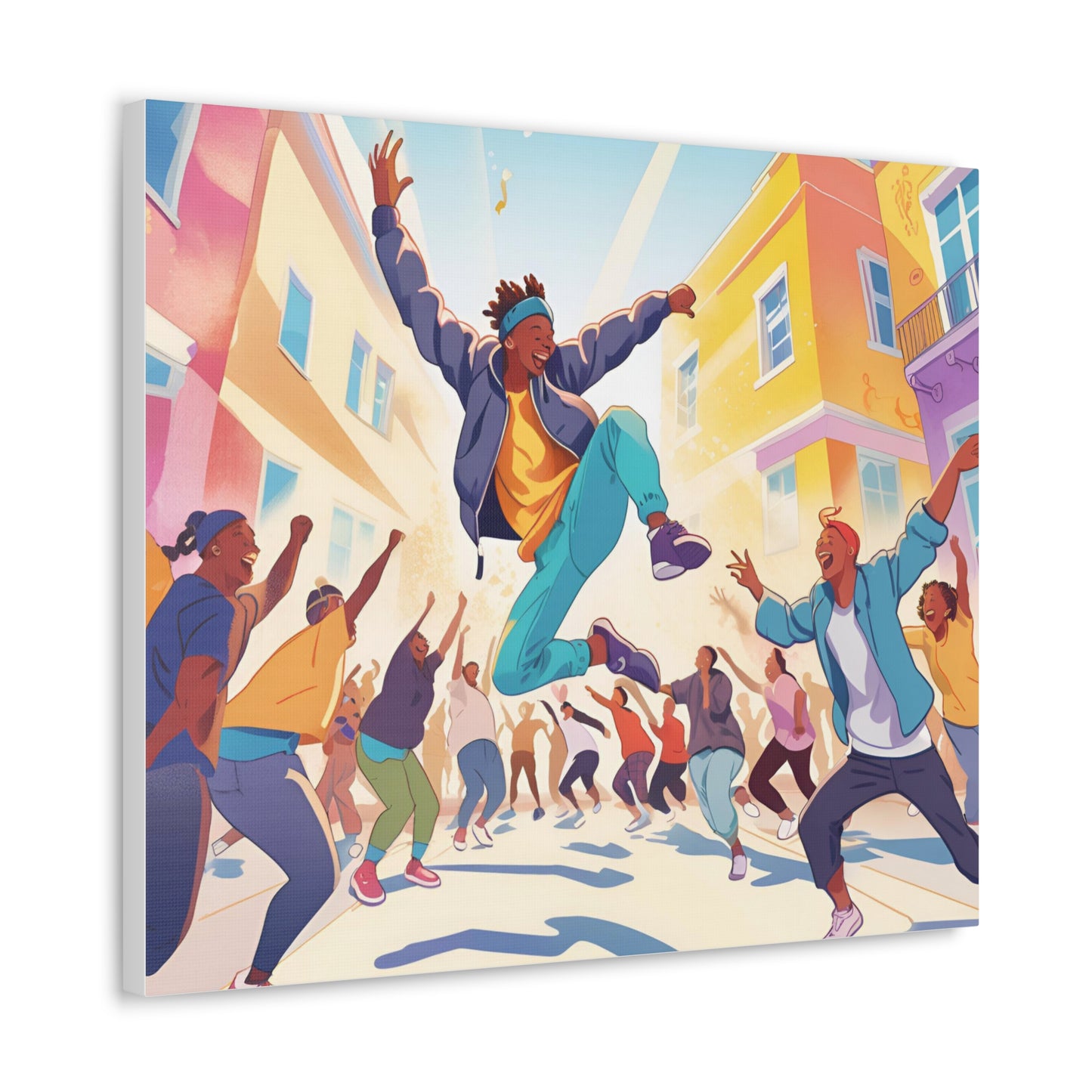 Vibrant Street Performer Celebration Canvas Gallery Wrap