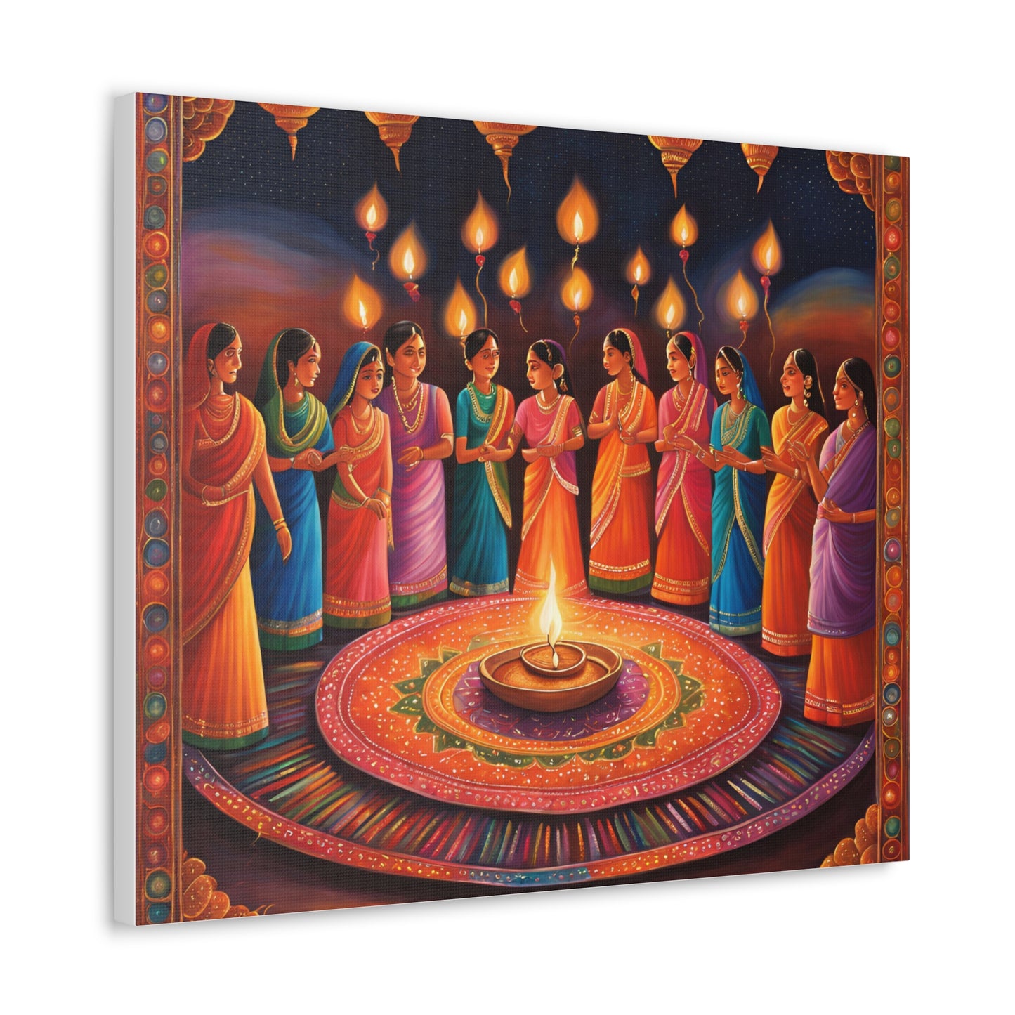 Diwali Celebration Canvas Gallery Wrap - Colorful Art of Tradition and Light