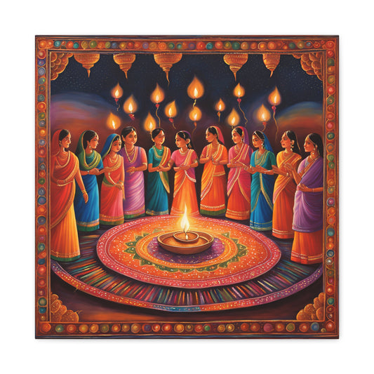 Diwali Celebration Canvas Gallery Wrap - Colorful Art of Tradition and Light