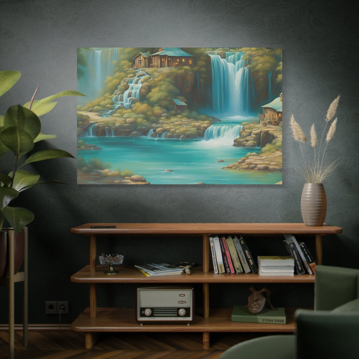 Serene Waterfall Canvas Art – Tranquil Nature Wall Decor for Home