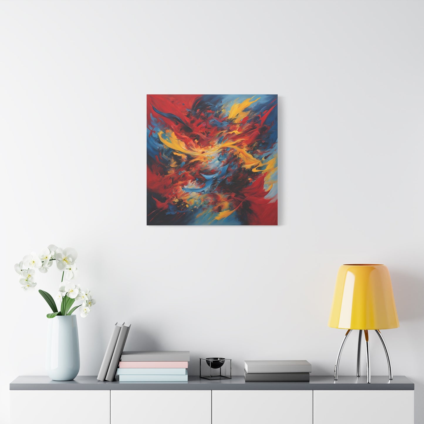 Vibrant Abstract Canvas Wall Art - Colorful Flame Design