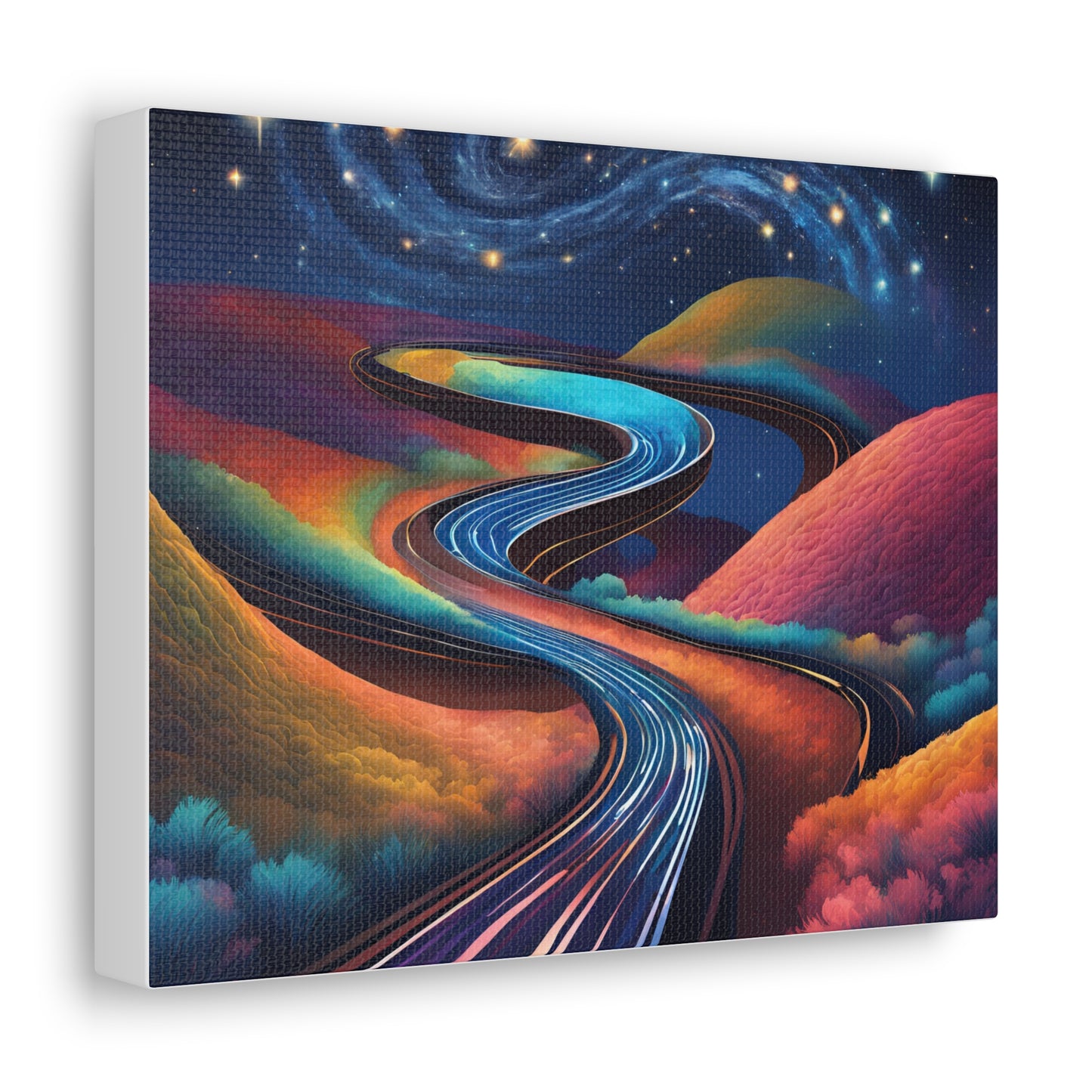 Vibrant Canvas Gallery Wrap - Abstract Roadway Landscape Art "A road twisting and folding into itself like a Möbius strip."