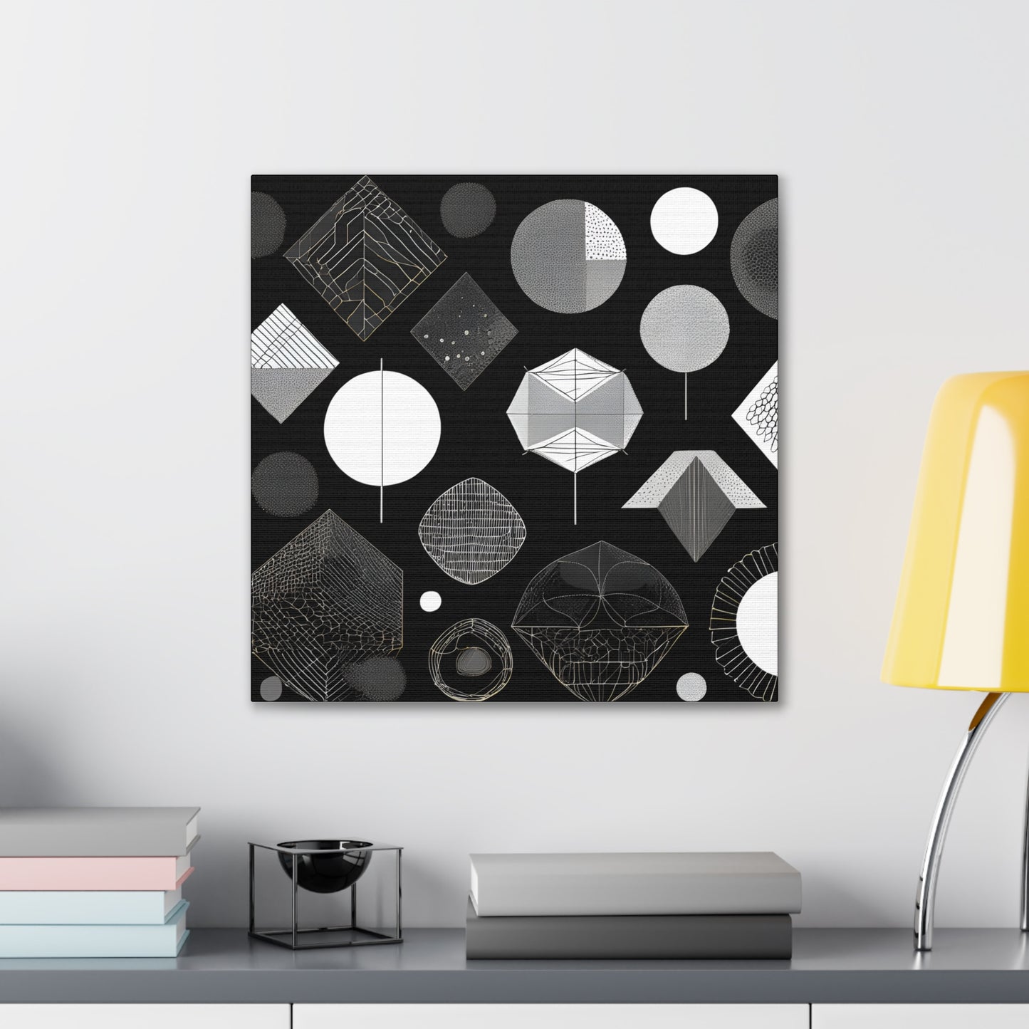 Modern Geometric Wall Art Canvas - Black and White Design for Home Decor Abstract Wall Art