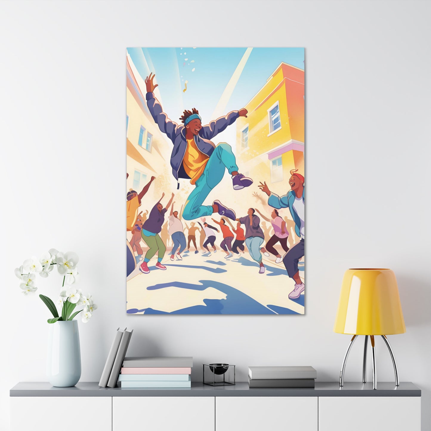 Vibrant Street Performer Celebration Canvas Gallery Wrap