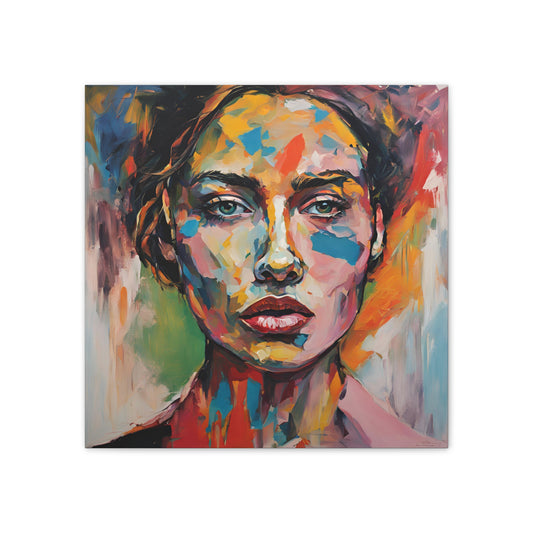 Vibrant Expressionism Canvas Art - Colorful Female Portrait