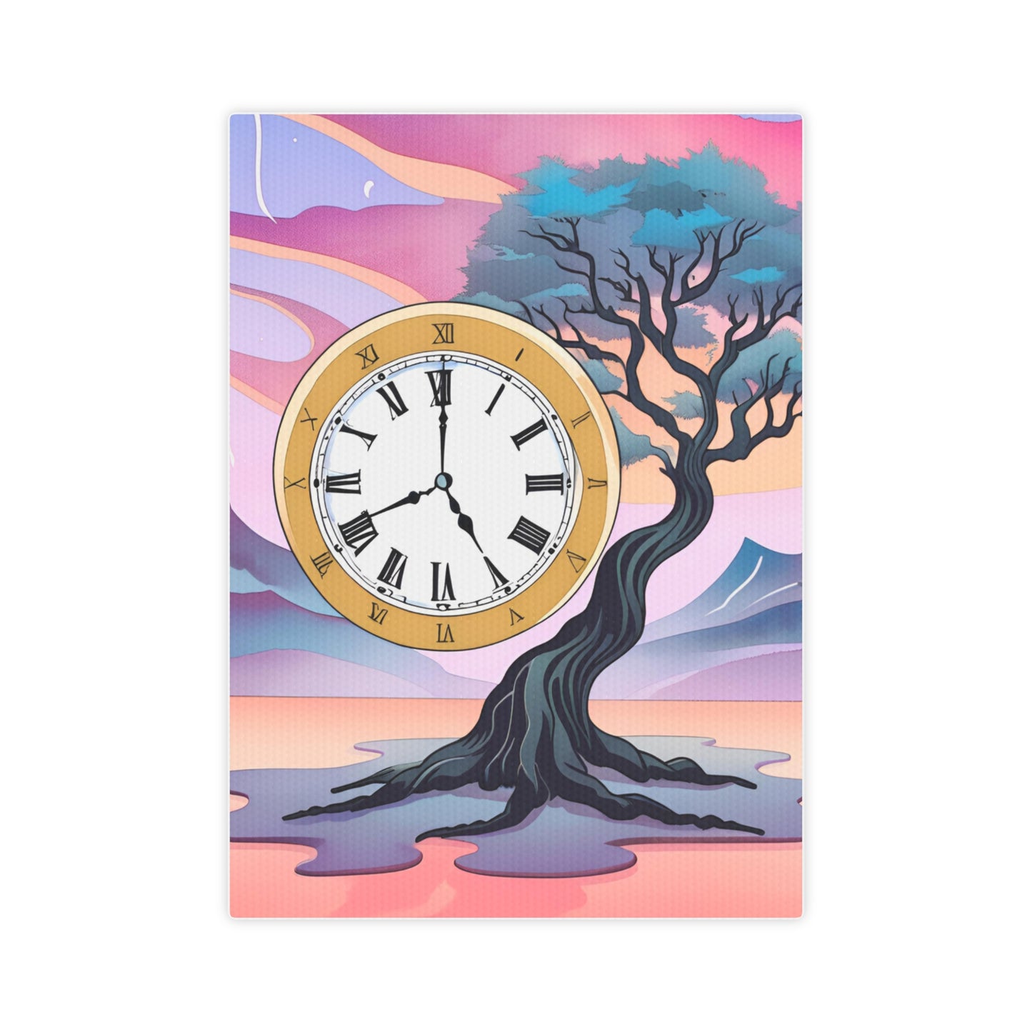 Wall Clock - Artistic Tree Canvas Photo Tile with Roman Numerals - Home Décor