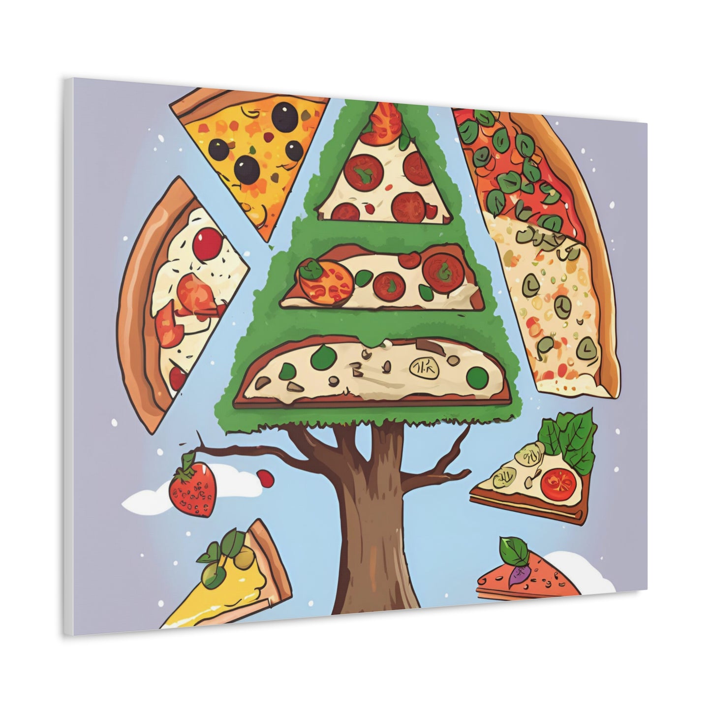 Pizza Tree Canvas Gallery Wrap - Whimsical Wall Art for Food Lovers