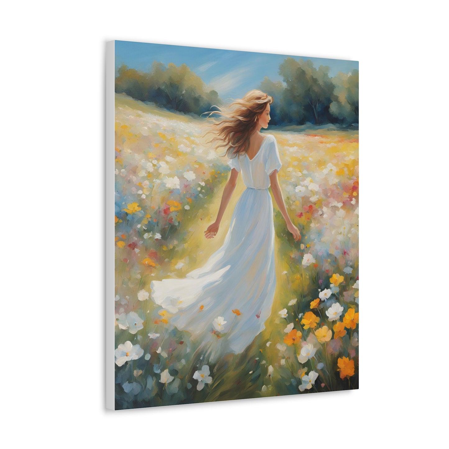 A Woman in a Flowing Dress Elegant Art for Home Decor