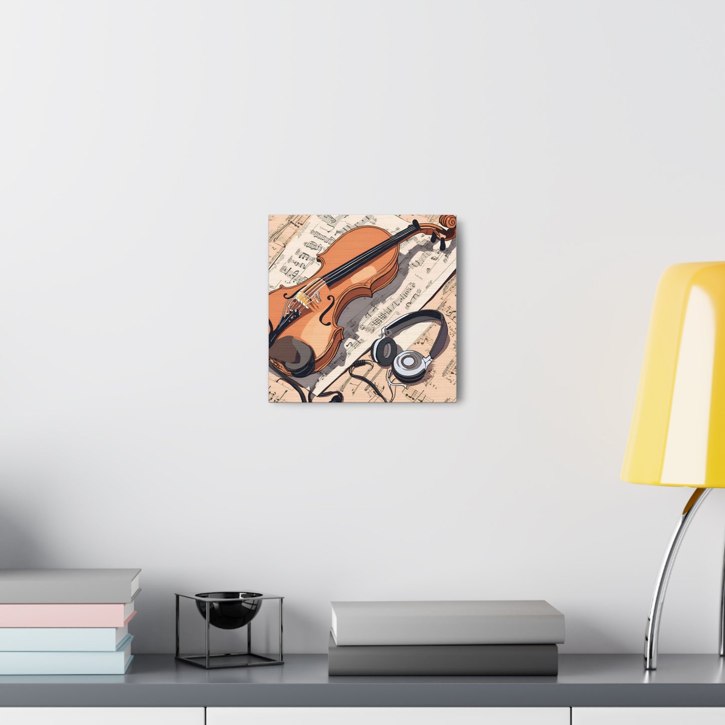 Musical Canvas Gallery Wrap – Violin and Headphones Wall Art