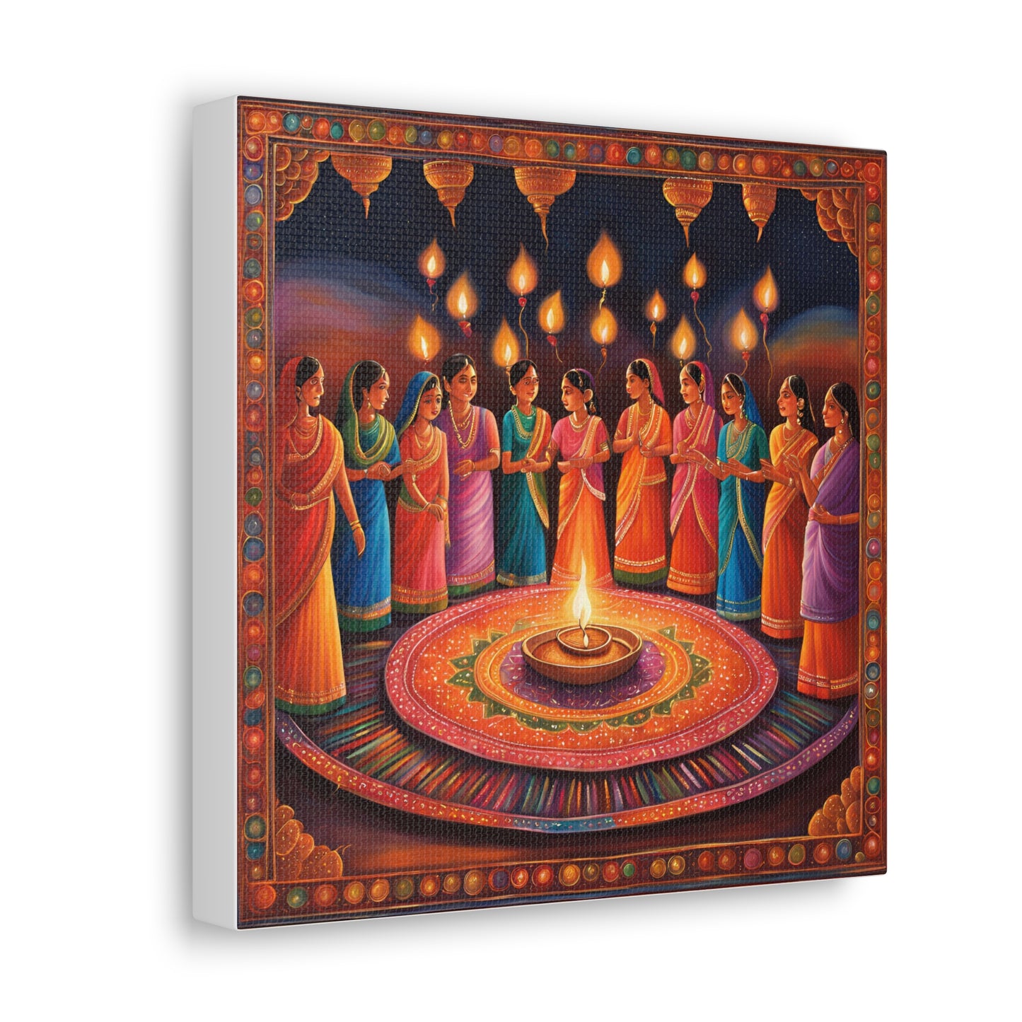 Diwali Celebration Canvas Gallery Wrap - Colorful Art of Tradition and Light