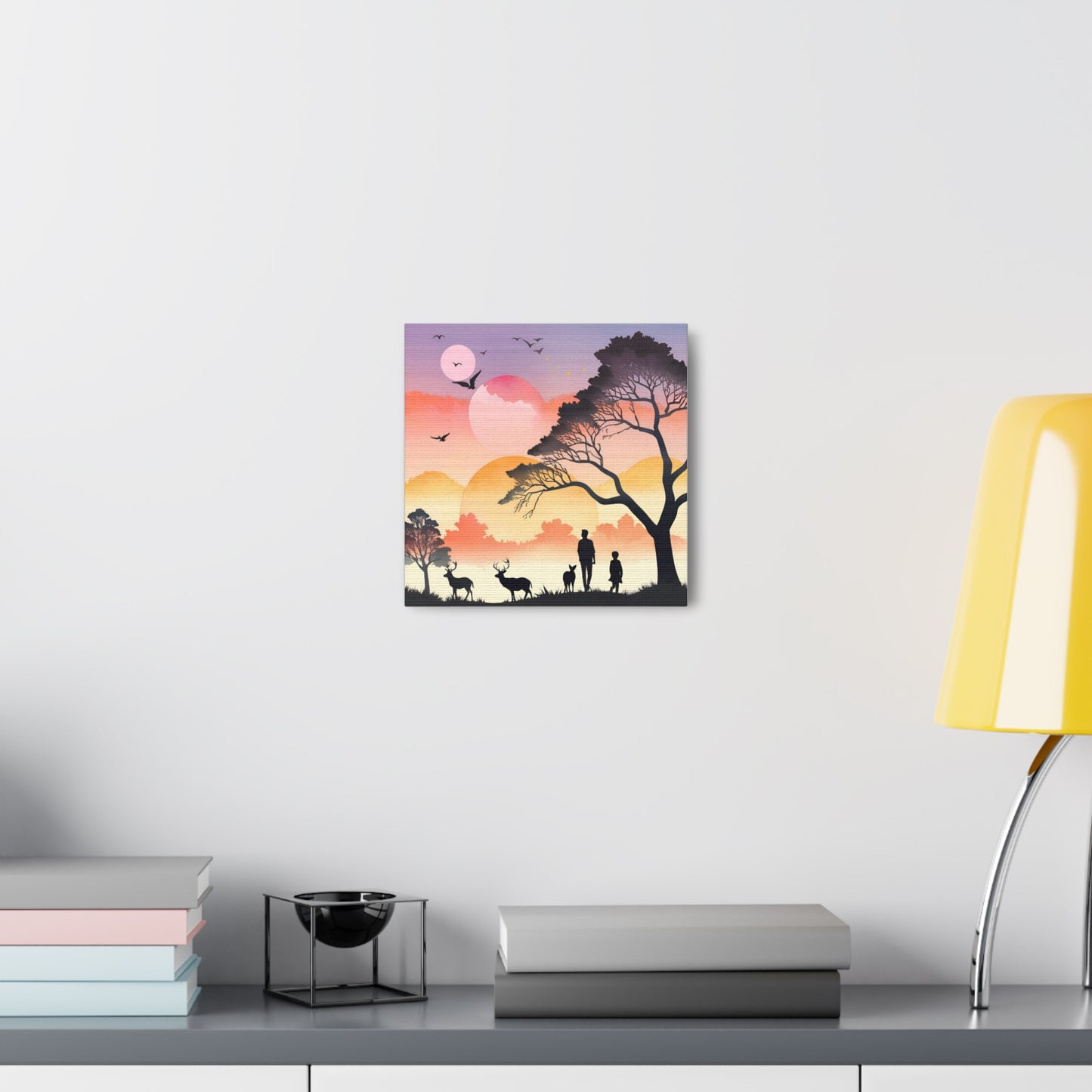 Serene Nature Canvas Gallery Wrap – Scenic Sunset Artwork with Wildlife