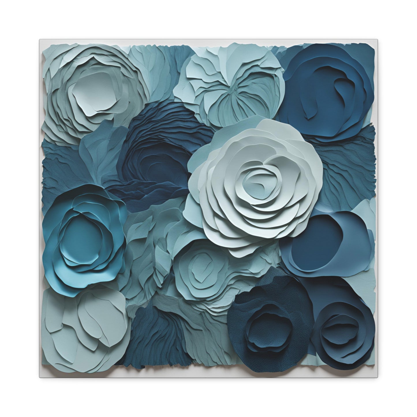 Elegant Blue Floral Canvas Print - Stretched Wall Art for Home Decor