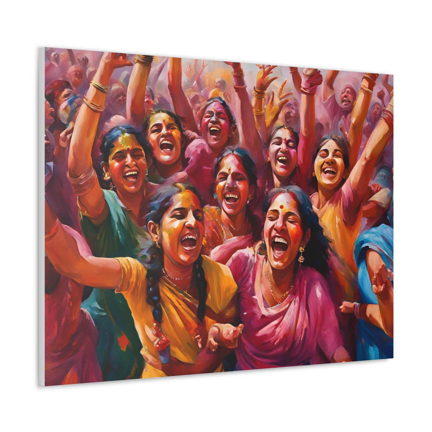 Vibrant Canvas Gallery Wrap - Joyful Celebration Holi Artwork